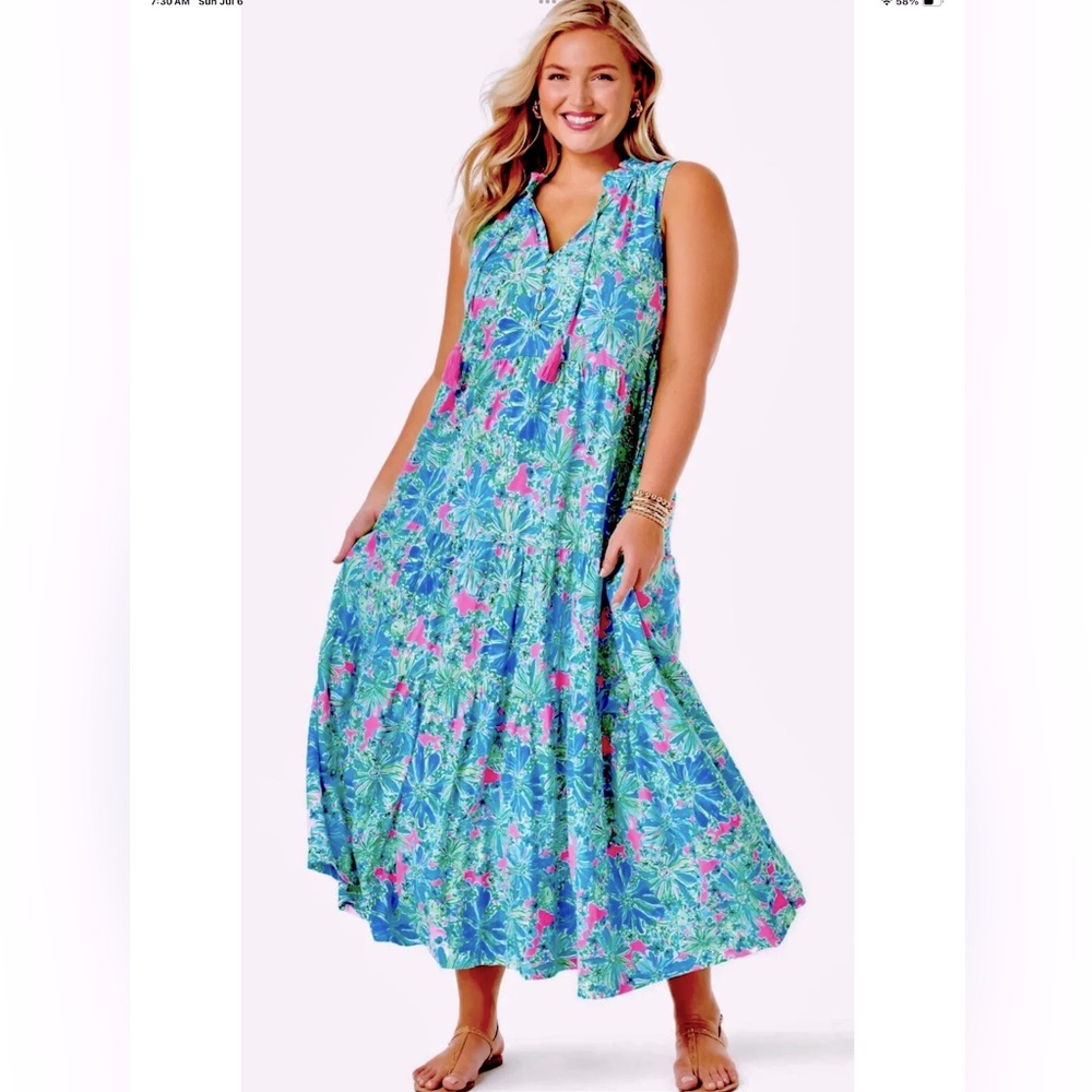 Lilly Pulitzer NWT Malone Maxi Soleil Pink Good Hare Day 🦄 - Picture 2 of 9